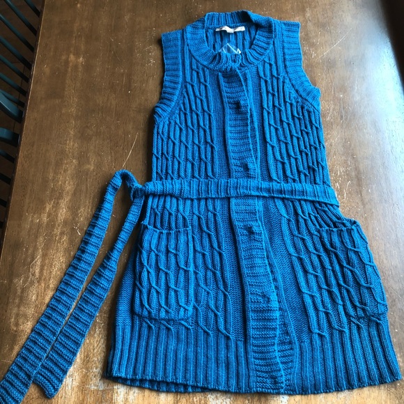 Motto Jackets & Blazers - NWT Motto Crochet Sleeveless Teal Vest Size Small